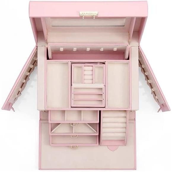 Lockable Jewelry Box Organizers with Key,Small Travel Earrings and Rings Jewelry - Picture 3 of 6